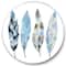 Designart - Blue Boho Feathers I - Bohemian & Eclectic Metal Circle Wall Art